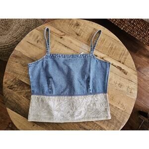 Wrangler Y2K Vintage Denim Jean Crop Top Women's Size Large NWT 100% Cotton